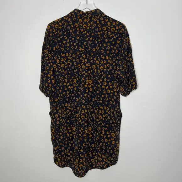 Whistles Lola Cheetah Print Shirt Dress Small Black Brown Animal Print Neutral - Picture 11 of 15